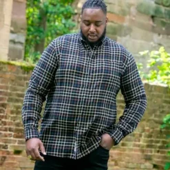 Online D555 Destin Herre Skjorte Plus Size - Black/Tan Check