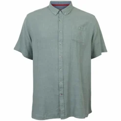 Sale D555 Falmouth Herre Kortærmet skjorte i hørmix - Mint