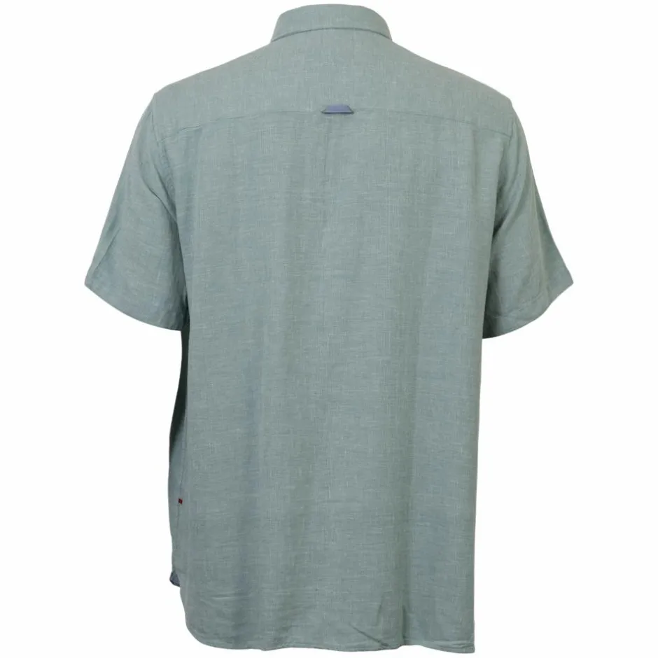 Sale D555 Falmouth Herre Kortærmet skjorte i hørmix - Mint