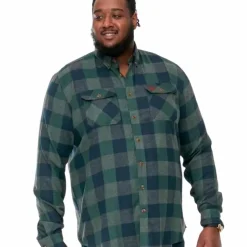 Online D555 Garfield Herre Skjorte Plus Size - Navy/Green Check