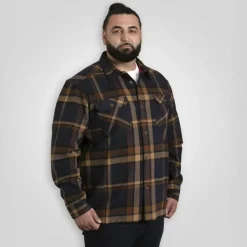 Hot D555 Herre Skjorte - Navy/Tan Check