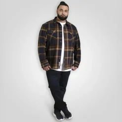 Hot D555 Herre Skjorte - Navy/Tan Check