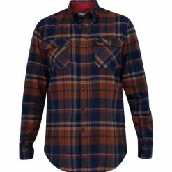 Outlet D555 Sherlock Herre Skjorte Plus Size - Navy/Tan Check