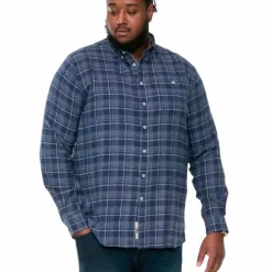 Clearance D555 Sonny Herre Skjorte Plus Size - Navy Check