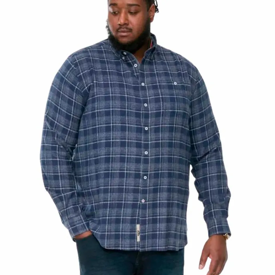 Clearance D555 Sonny Herre Skjorte Plus Size - Navy Check