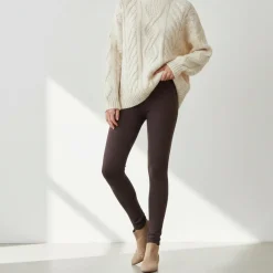 Outlet NN Dame Termoleggings m. for - Mørkebrun