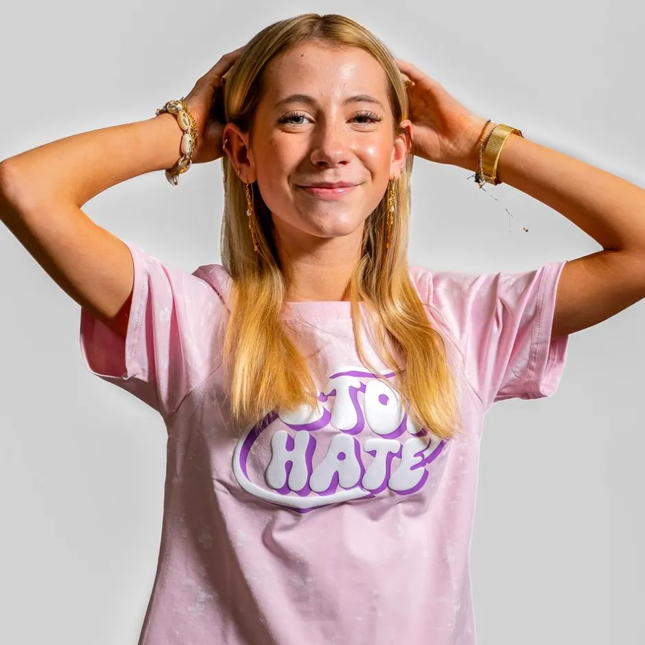 Best FirstGrade Naja Münster - Stop Hate Pige T-shirt - Lyserød