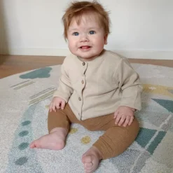 Fixoni Børne Cardigan i økologisk bomuld - Oatmeal