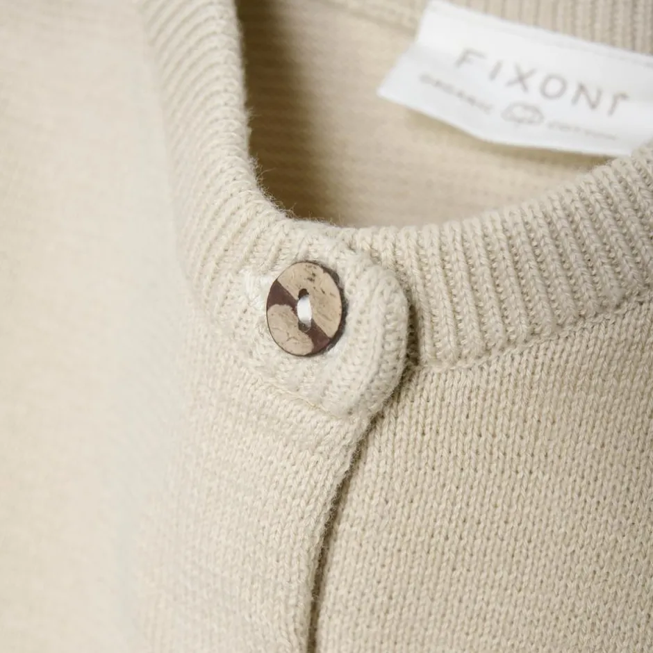 Fixoni Børne Cardigan i økologisk bomuld - Oatmeal
