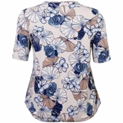 Gabriella K. Dame Bluse - Beige/Navy Comb