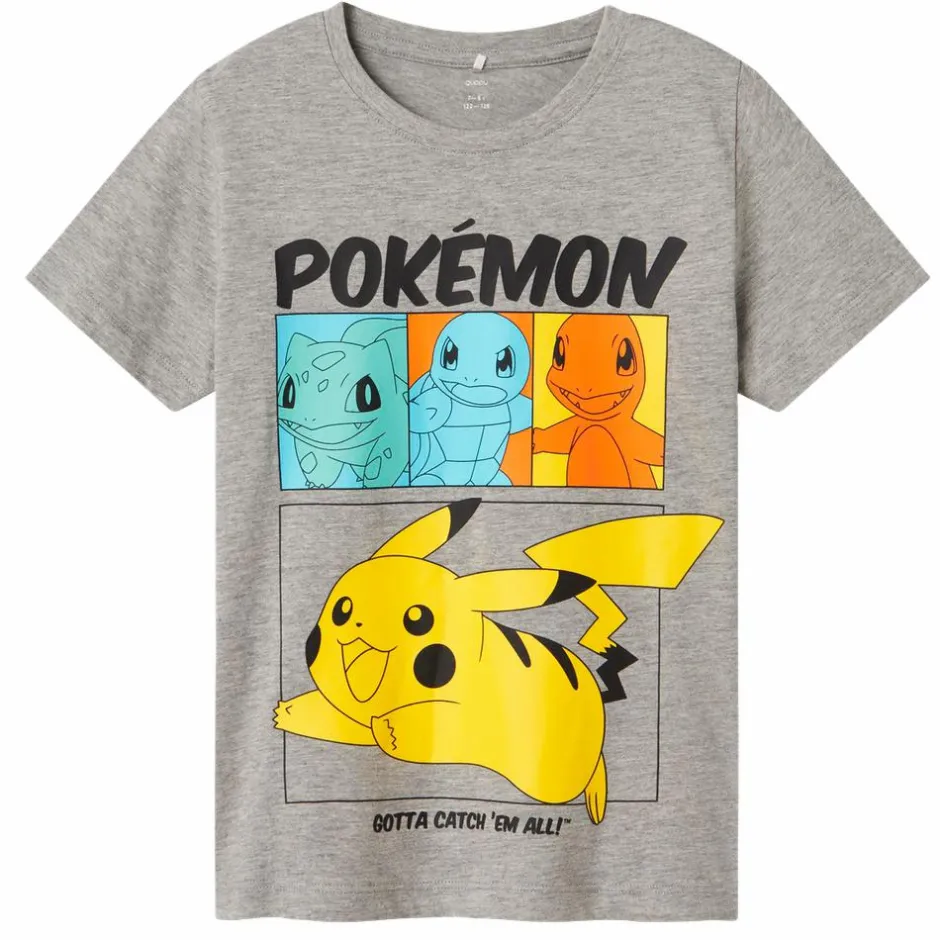 Outlet Guppy Alex Pokémon Pikachu Børne T-shirt - Grey Melange/ Multi Print