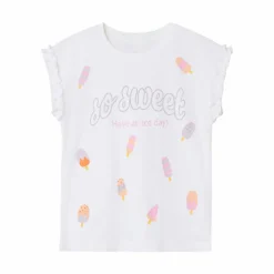 Clearance Guppy Hurry Pige T-shirt m. glimmer - Bright White