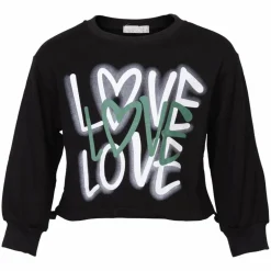 Hot Happy Star Pige Sweatshirt - Sort