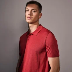 Clearance ID Active Herre Polo - Mørk rød melange