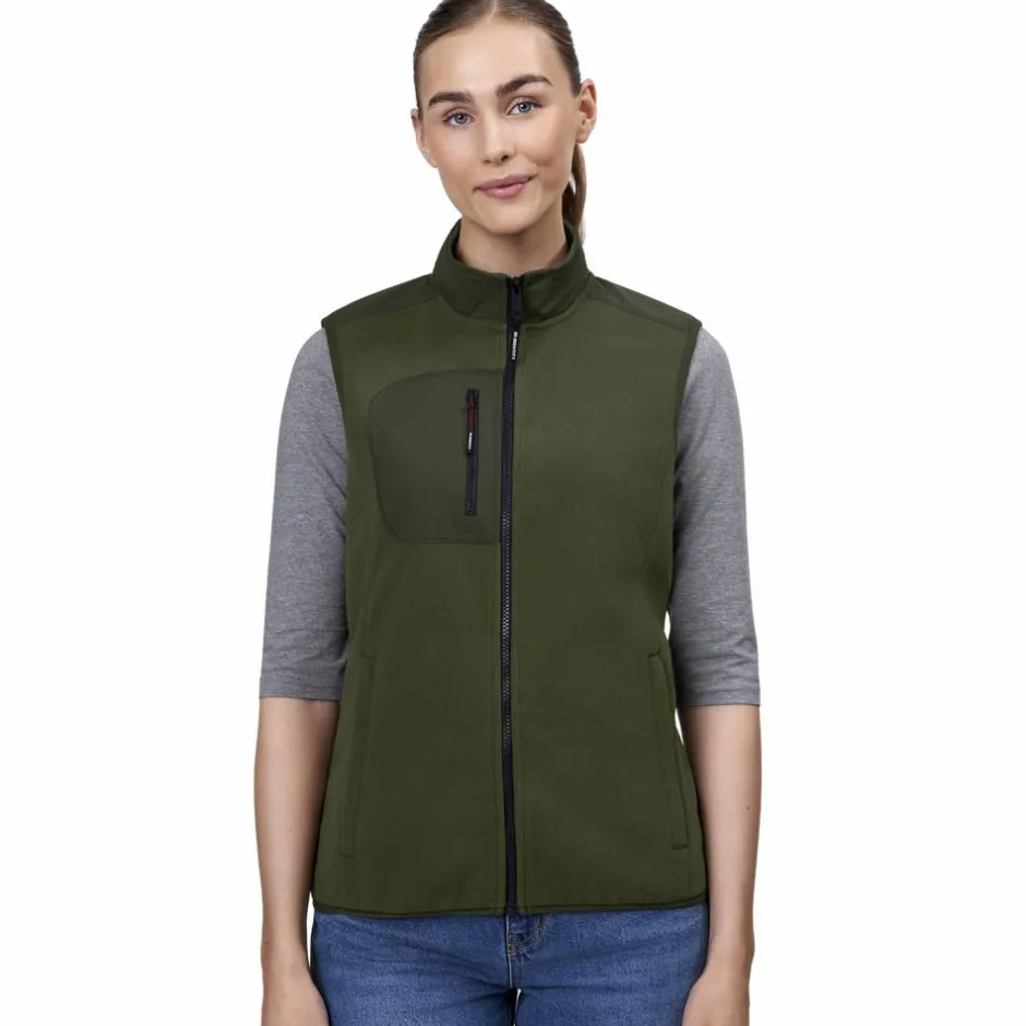 Discount ID Bonded Dame Vest m. fleece - Oliven