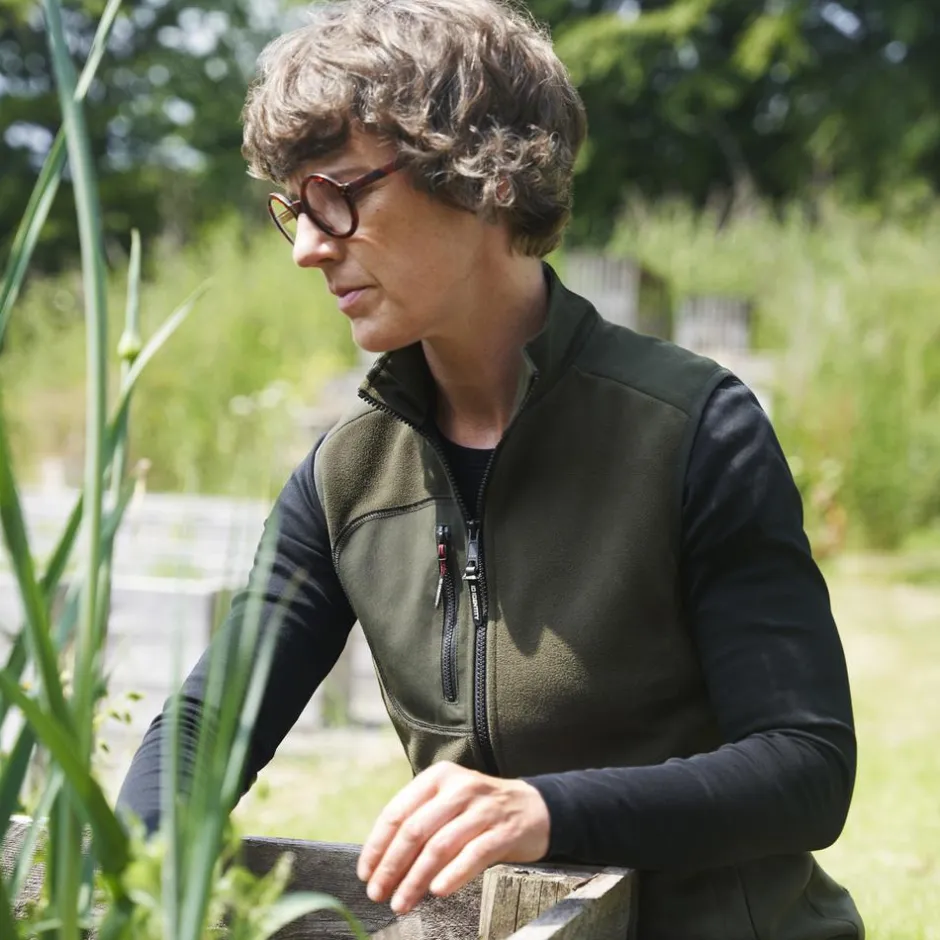 Discount ID Bonded Dame Vest m. fleece - Oliven