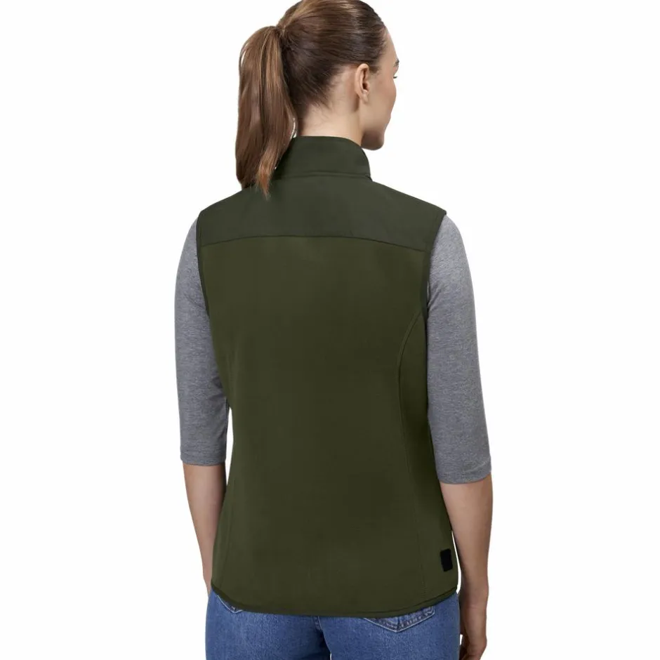 Discount ID Bonded Dame Vest m. fleece - Oliven