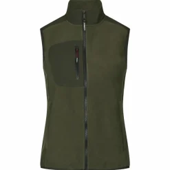 Discount ID Bonded Dame Vest m. fleece - Oliven