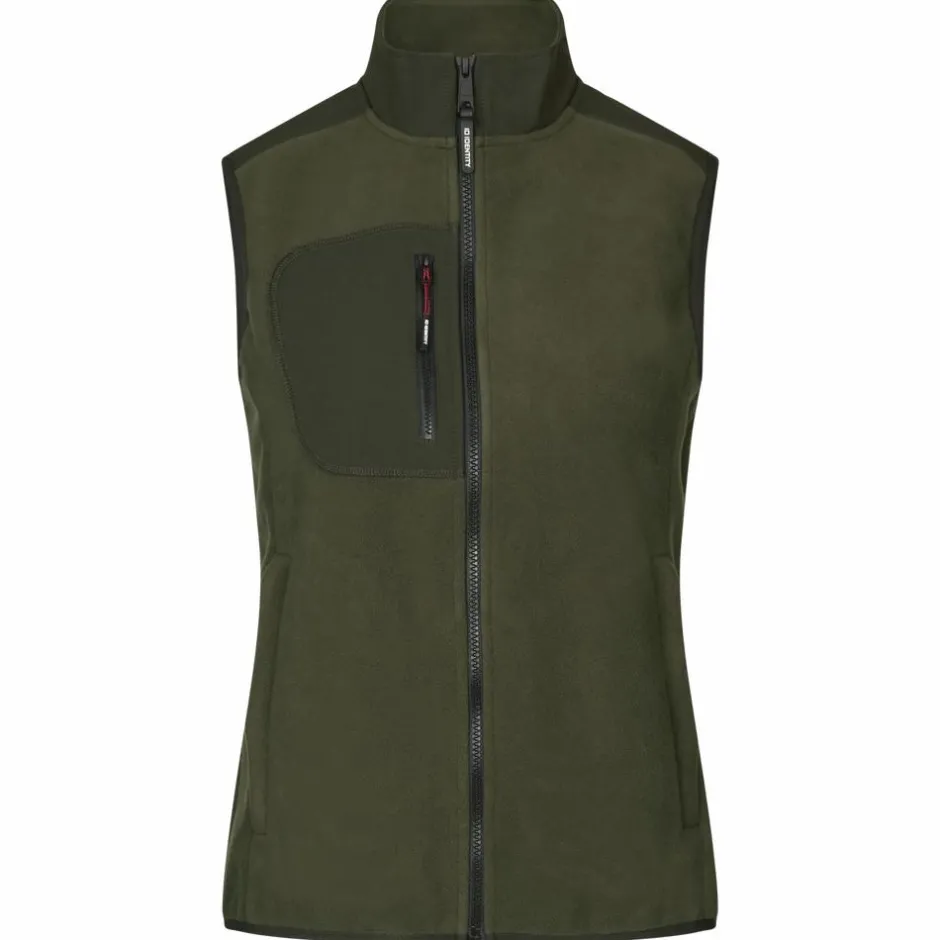Discount ID Bonded Dame Vest m. fleece - Oliven