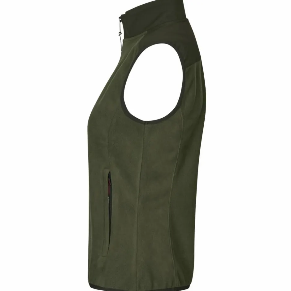 Discount ID Bonded Dame Vest m. fleece - Oliven