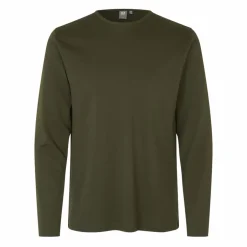 Hot ID Interlock Herre Langærmet t-shirt - Oliven