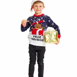 Sale NN Jule Børne Striktrøje - Navy