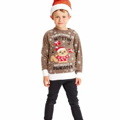 Hot NN Jule Børne Striktrøje i økologisk bomuld - Brown