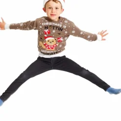 Hot NN Jule Børne Striktrøje i økologisk bomuld - Brown