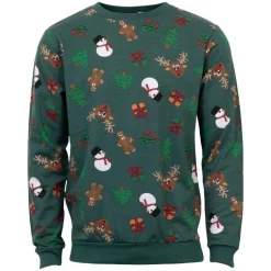 Sale NN Jule Unisex Sweatshirt - Mørk Grøn/Rensdyr