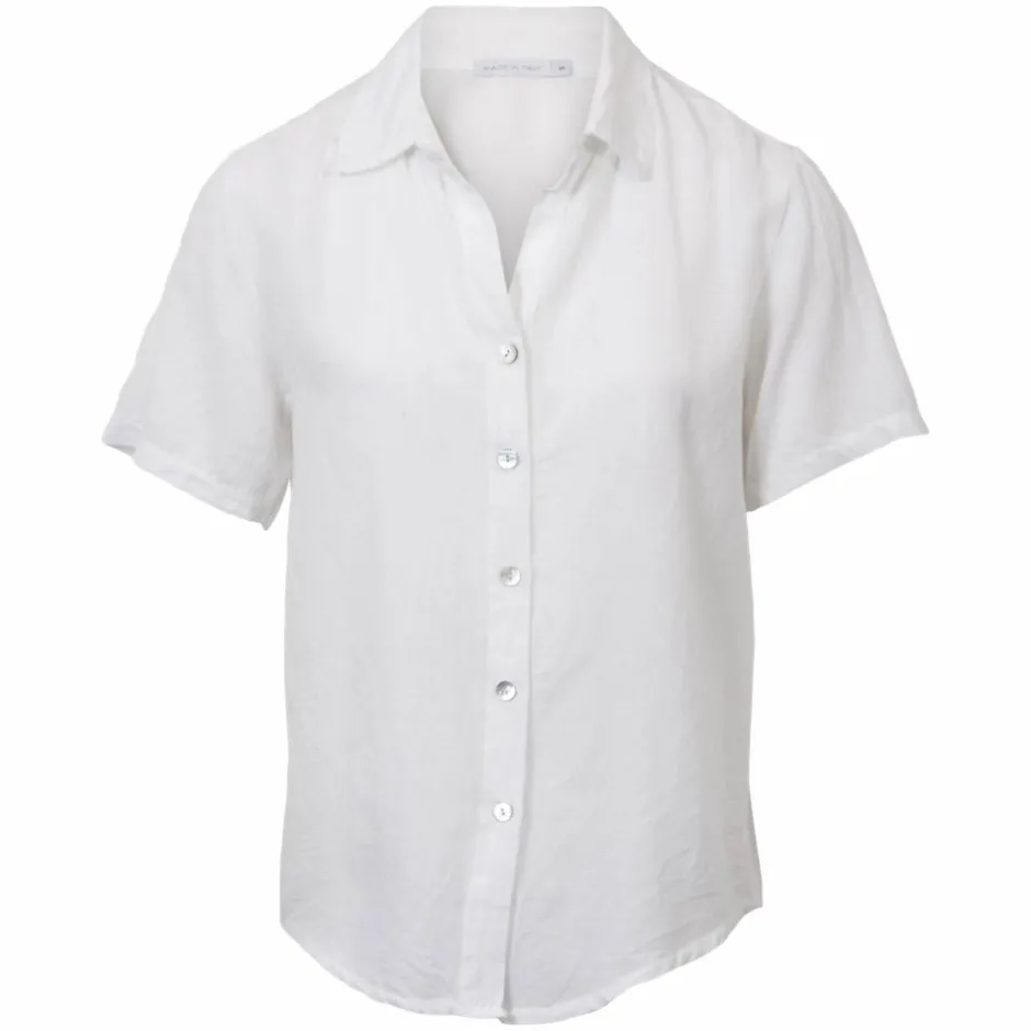 Best NN Leonora Dame Kortærmet skjorte i hørmix - Bright White