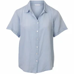 Sale NN Leonora Dame Kortærmet skjorte i hørmix - Heavenly Blue