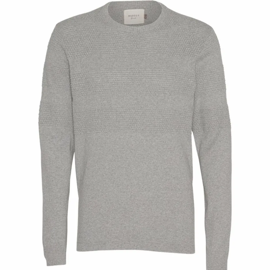 Outlet Marcus Affleck Herre Striktrøje - Lt. Grey Mix