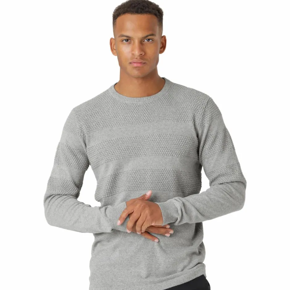 Outlet Marcus Affleck Herre Striktrøje - Lt. Grey Mix