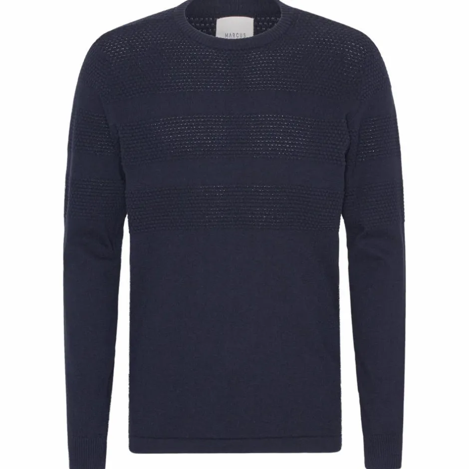 New Marcus Affleck Herre Striktrøje - Dark Navy
