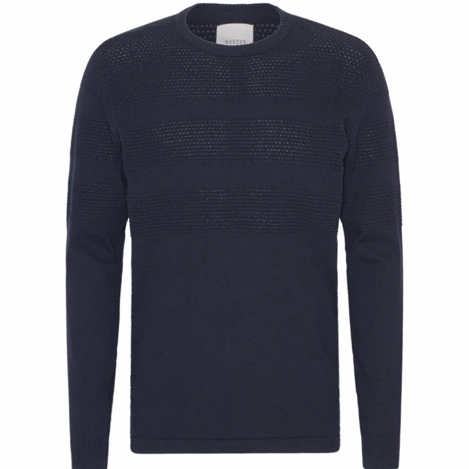 New Marcus Affleck Herre Striktrøje - Dark Navy