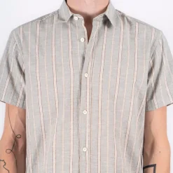 Hot Marcus Aggasi Herre Kortærmet skjorte i hørmix - Green Shadow