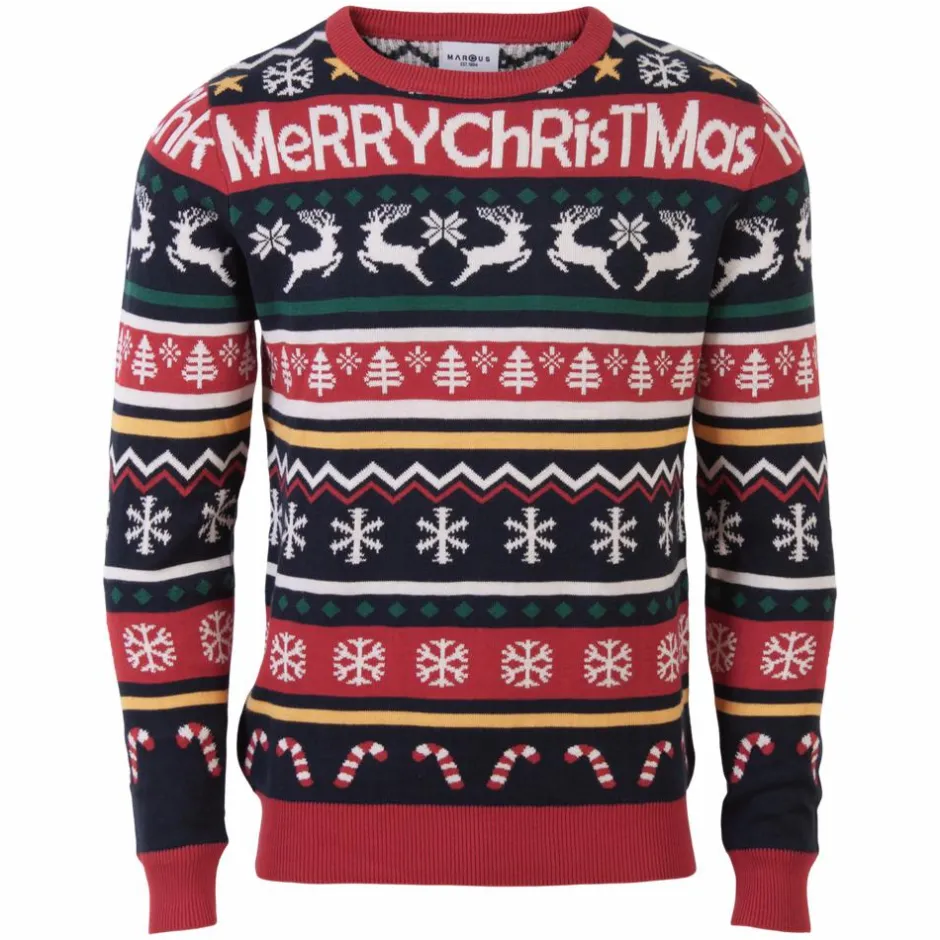 Online Marcus Jule Herre Striktrøje - Dark Navy