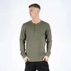 Clearance Marcus Ziggy Herre Langærmet t-shirt - Army Green