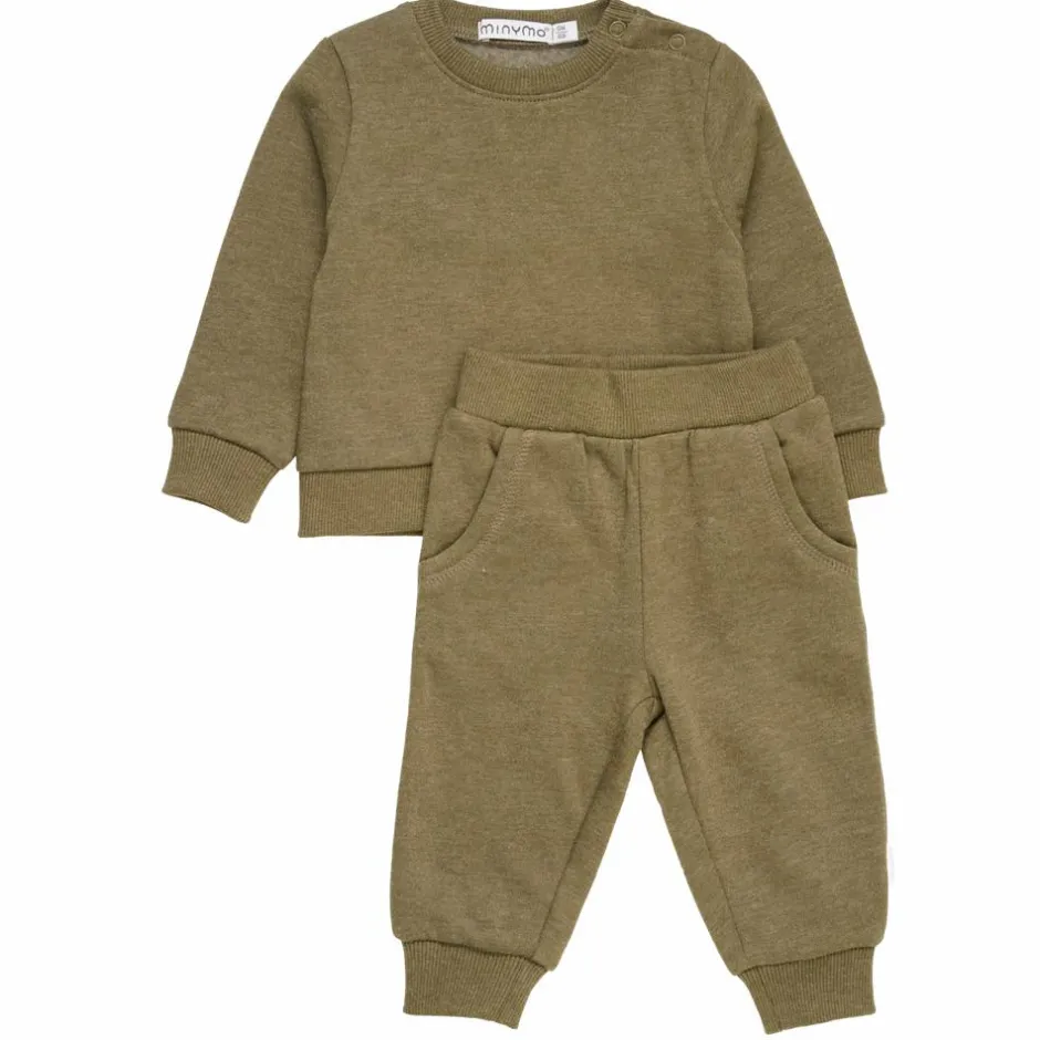 Clearance Minymo Baby Sweatsæt - Dark Olive
