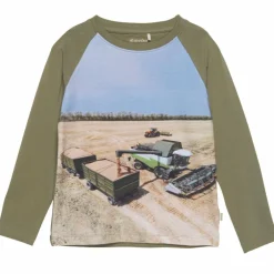 Best Minymo Mejetærsker Drenge Langærmet t-shirt i økologisk bomuld - Deep Lichen Green