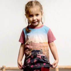 New Minymo Traktor Pige T-shirt i økologisk bomuld - Deco Rose