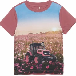 New Minymo Traktor Pige T-shirt i økologisk bomuld - Deco Rose