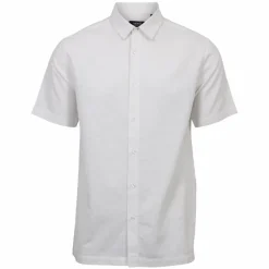 New Nero Marco Herre Kortærmet skjorte i hørmix - Bright White