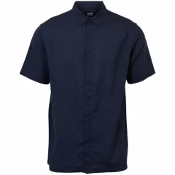 Hot Nero Marco Herre Kortærmet skjorte i hørmix - Blue Nights