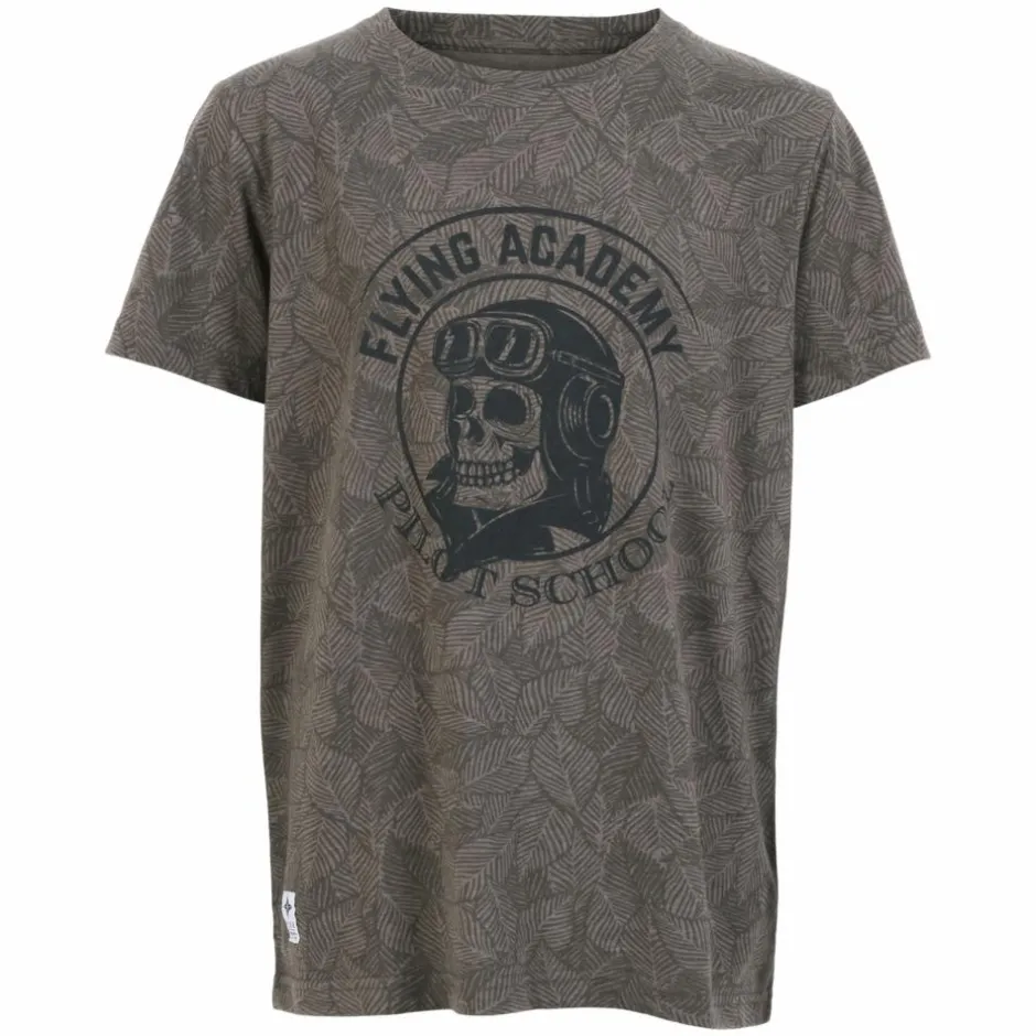 Sale N.O.H.R. Drenge T-shirt - Asphalt AOP Leaves