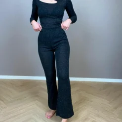 Discount Noisy May Dame Bukser m. glimmer - Dark Grey Melange