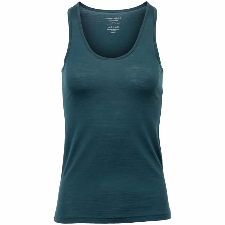 Hot Panos Emporio Dame Tanktop i merinouldmix - Deep Teal