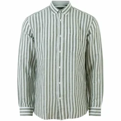 Clearance Pre End Herre Skjorte i hørmix - Army Green