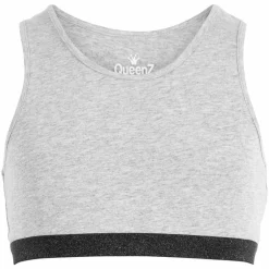 Clearance Queenz Uno Pige Top - Grey Melange