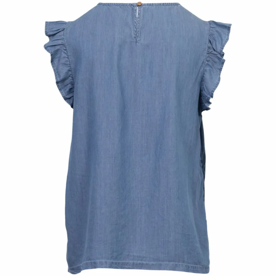 Discount Sirup Dame Kortærmet bluse - Medium Blue Denim
